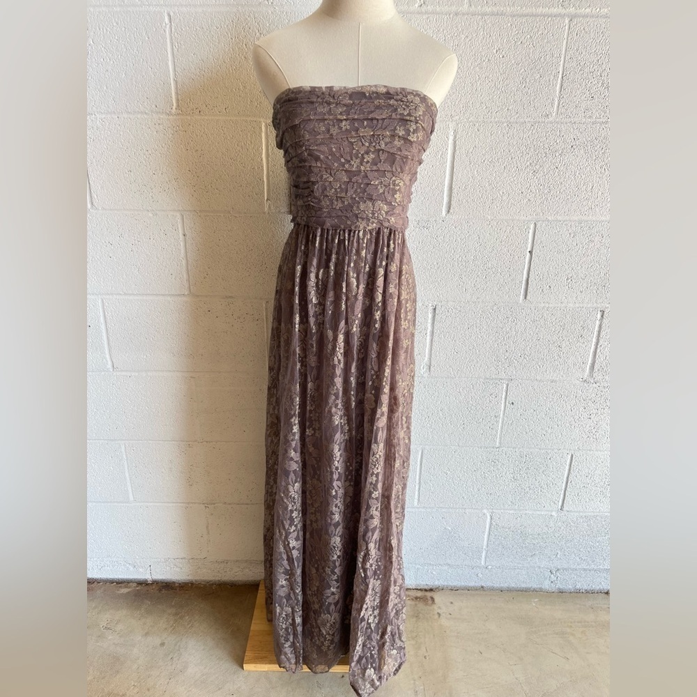 Max & Cleo Lace Strapless Maxi Dress Size 4